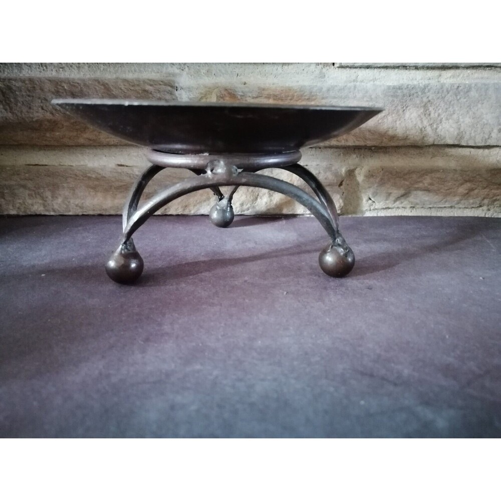Mid Century Modern Atomic Black Cast Iron Candle / Incense Holder
